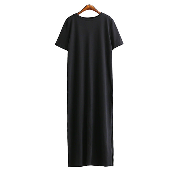 Maxi Slit Shirt Dress Women Summer Beach Sexy Elegant Casual Ukraine Vintage Linen Boho Party Long Black Bodycon Dresses Jurken