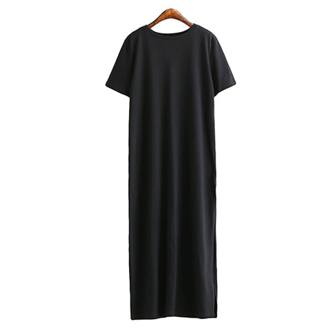 Maxi Slit Shirt Dress Women Summer Beach Sexy Elegant Casual Ukraine Vintage Linen Boho Party Long Black Bodycon Dresses Jurken