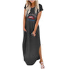 Maxi T Shirt Dress Women Summer Beach Boho Sexy Party Wrap Bodycon Elegant Casual Slit Cotton Printed Pocket Long Dress Sundress
