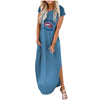 Maxi T Shirt Dress Women Summer Beach Boho Sexy Party Wrap Bodycon Elegant Casual Slit Cotton Printed Pocket Long Dress Sundress