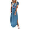 Maxi T Shirt Dress Women Summer Beach Boho Sexy Party Wrap Bodycon Elegant Casual Slit Cotton Printed Pocket Long Dress Sundress