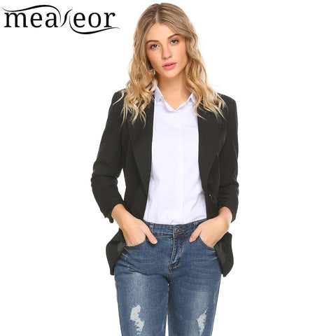 Women 3/4 Sleeve Lapel Casual Blazer Single Breasted Jacket Outwear Suit 2022 Spring New Work Office Ladies Blazer Coat
