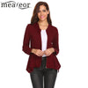 Women Casual Blazer O-Neck Long Sleeve A-Line Ruffle and Asymmetrical Hem Fitted Blazer Coat All-match Women Suit