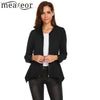 Women jacket Blazer Casual O-Neck Long Sleeve A-Line Ruffle and Asymmetrical Hem Ladies Blazers Casual Female Suit