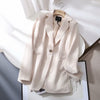 Medainno Blazer Women Coat Solid Color Notched Slim Blazer Coat Office Jackets Lady Long Sleeve One Button Outerwear Suits Tops