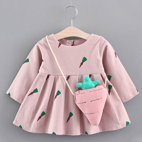 Melario Baby Dresses 2022 New Spring Autumn Baby Girls Clothes Carrot Printing Girls Party Dress Princess Dress Newborn Dress