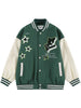 Men Baseball Jacket Streetwear Embrodiery Star Letter Leather Patchwork Varsity Bomber Jacket 2023 Autumn Casual Loose Coat Male