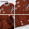 Men Baseball Jacket Streetwear Embrodiery Star Letter Leather Patchwork Varsity Bomber Jacket 2023 Autumn Casual Loose Coat Male