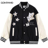 Men Baseball Jacket Streetwear Embrodiery Star Letter Leather Patchwork Varsity Bomber Jacket 2023 Autumn Casual Loose Coat Male