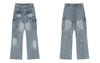 Men Cargo Jeans Y2K Streetwear Hip Hop Multi-Pockets Casual Baggy Straight Denim Pants Harajuku Loose Wide Leg Trousers