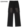 Men Cargo Jeans Y2K Streetwear Hip Hop Multi-Pockets Casual Baggy Straight Denim Pants Harajuku Loose Wide Leg Trousers