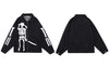 Men Denim Jacket Streetwear Hip Hop Embroidery Skull Skeleton Bone Patch Zipper Denim Coat Harajuku Casual Jean Jackets