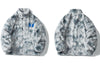 Men Faux Fur Jacket Streetwear Harajuku Embroidrery Tie Dye Fuzzy Fluffy Fleece Plush Coats Hip Hop Casual Loose Jackets