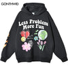 Men Hoodie Streetwear Harajuku Graffiti Flower Print Fleece Hooded Sweatshirt 2023 Hip Hop Casual Cotton Pullover Hoodie