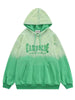 Men Hoodie Sweatshirt Hip Hop Embroidery Letter Tie Dye Gradient Pullover Hooded Streetwear 2023 Harajuku Casual Hoodie Green