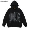 Men Hoodie Sweatshirt Hip Hop Foam Letter Print Hooded Streetwear Harajuku Punk Gothic Cotton Loose Pullover Hoodie Male