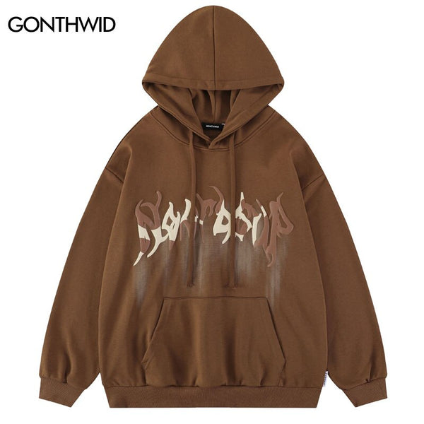 Men Hoodie Sweatshirt Hip Hop Letter Print Pullover Hooded Streetwear 2023 Harajuku Casual Cotton Loose Punk Gothic Hoodies Male
