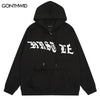 Men Hoodie Sweatshirt Jacket Hip Hop Letter Print Zipper Hooded Streetwear 2023 Autumn Harajuku Casual Loose Coat Couple