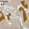 Men Hoodie Sweatshirt Y2K Hip Hop Embroidery Skull Skeleton Letter Hooded Streetwear Harajuku Casual Loose Punk Gothic Pullover