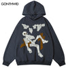 Men Hoodie Sweatshirt Y2K Hip Hop Embroidery Skull Skeleton Letter Hooded Streetwear Harajuku Casual Loose Punk Gothic Pullover