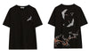 Men Japan Style Tshirt Streetwear Harajuku Japanese Embroidery Crane Print Cotton T-Shirt 2023 Summer Casual Short Sleeve Top