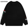 Men Knitted Sweater Harajuku Embroidery Floral Letter Jumpers Sweaters Autumn Hip Hop Casual Cotton Pullover Sweater
