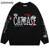 Men Knitted Sweater Harajuku Embroidery Floral Letter Jumpers Sweaters Autumn Hip Hop Casual Cotton Pullover Sweater
