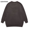 Men Knitted Sweater Streetwear Hip Hop Bat Pullover Jumpers Sweaters 2023 Autumn Harajuku Casual Loose Couple Sweaters