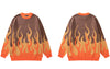 Men Knitted Sweater Y2K Harajuku Fire Flame Jumpers Sweaters Streetwear 2023 Autumn Hip Hop Casual Pullover Sweater Blue Orange
