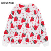 Men Knitted Sweater Y2K Harajuku Strawberry Pullover Jumpers Sweaters Streetwear Autumn Hip Hop Casual Loose Sweater