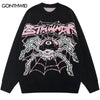 Men Knitted Sweater Y2K Streetwear Hip Hop Spider Pullover Jumpers Sweaters 2023 Autumn Harajuku Casual Punk Gothic Male