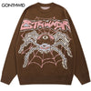 Men Knitted Sweater Y2K Streetwear Hip Hop Spider Pullover Jumpers Sweaters 2023 Autumn Harajuku Casual Punk Gothic Male
