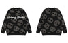 Men Knitted Sweaters Y2K Grunge Hip Hop Skull Skeleton Jumpers Sweater Streetwear Autumn Harajuku Punk Gothic Pullovers