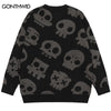 Men Knitted Sweaters Y2K Grunge Hip Hop Skull Skeleton Jumpers Sweater Streetwear Autumn Harajuku Punk Gothic Pullovers