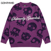 Men Knitted Sweaters Y2K Grunge Hip Hop Skull Skeleton Jumpers Sweater Streetwear Autumn Harajuku Punk Gothic Pullovers