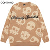 Men Knitted Sweaters Y2K Grunge Hip Hop Skull Skeleton Jumpers Sweater Streetwear Autumn Harajuku Punk Gothic Pullovers