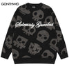 Men Knitted Sweaters Y2K Grunge Hip Hop Skull Skeleton Jumpers Sweater Streetwear Autumn Harajuku Punk Gothic Pullovers