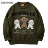 Men Korean Sweaters Streetwear Harajuku Embroidery Cartoon Dog Jumpers Sweater 2023 Autumn Hip Hop Casual Pullovers Streetwear