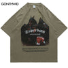 Men Oversized Tshirt Streetwear Hip Hop Animal Doberman Letter Print Short Sleeve T-Shirts 2023 Harajuku Casual Cotton Loose Top