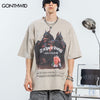 Men Oversized Tshirt Streetwear Hip Hop Animal Doberman Letter Print Short Sleeve T-Shirts 2023 Harajuku Casual Cotton Loose Top