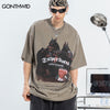 Men Oversized Tshirt Streetwear Hip Hop Animal Doberman Letter Print Short Sleeve T-Shirts 2023 Harajuku Casual Cotton Loose Top