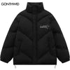 Men Parkas Winter Jacket Harajuku Embroidery Solid Color Thicken Warm Padded Bubble Coat Streetwear Hip Hop Loose Jacket