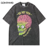 Men Punk T-Shirt Hip Hop Funny Brain Zombie Print Distressed Punk Gothic Tee Shirts Streetwear 2023 Harajuku Casual T Shirt Top
