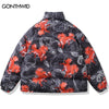 Men Reversible Jacket Parka 2023 Winter Thick Warm Oversized Coat Hip Hop Tiger Print Jackets Streetwear Casual Outdoor