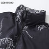 Men Reversible Jacket Parka Streetwear Winter Hip Hop Snake Print Punk Gothic Thick Warm Puffer Coats Harajuku Oversized Outdoor