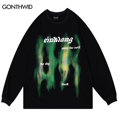 Men Shirts Streetwear Hip Hop Graphic Print Oversize Long Sleeve T-Shirt 2023 Harajuku Casual Cotton Loose Punk Tshirt