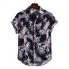 Men Short Sleeve Lapel Printed Shirt Tropical Leaf Pattern Floral Shirt Casual Summer Hawaiian Holiday Camisa TopsM-3XL
