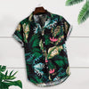 Men Short Sleeve Lapel Printed Shirt Tropical Leaf Pattern Floral Shirt Casual Summer Hawaiian Holiday Camisa TopsM-3XL