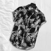 Men Short Sleeve Lapel Printed Shirt Tropical Leaf Pattern Floral Shirt Casual Summer Hawaiian Holiday Camisa TopsM-3XL