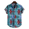 Men Short Sleeve Lapel Printed Shirt Tropical Leaf Pattern Floral Shirt Casual Summer Hawaiian Holiday Camisa TopsM-3XL